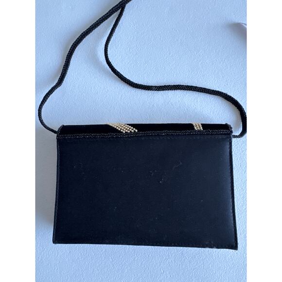 4 for $10 Black and Gold Fabric Evening Clutch Crossbody EUC - Picture 6 of 8